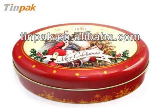 Fancy Oval Christmas Tin Box