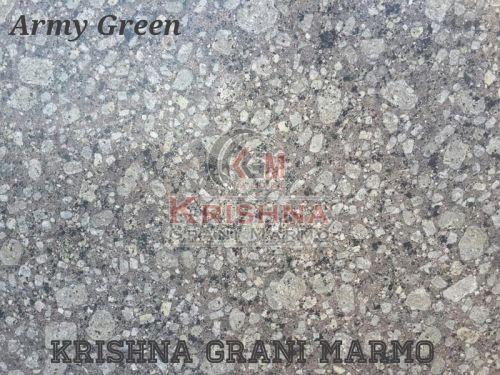 Polished Army Green Granite Stone, For Building, Home, Hotel, Shop, Size : 120 X 240cm, 150 X 240cm