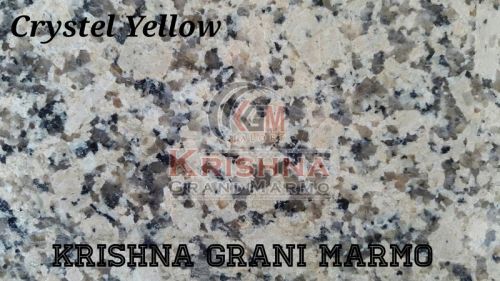 Rectangular Polished Crystel Yellow Granite Stone, For Hotel, Kitchen, Office, Restaurant, Form : Solid