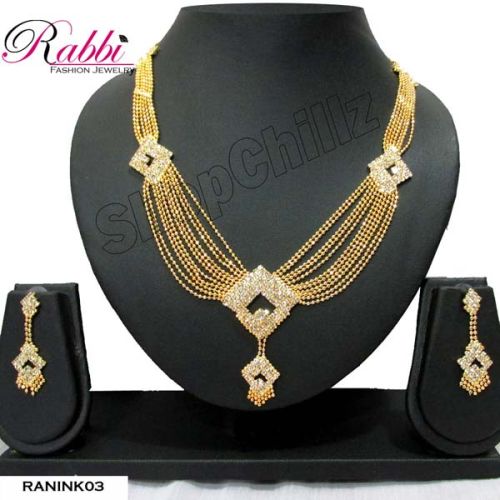 Gold Plated Necklace Set (NKGPFRRUBI), Gender : Fenale