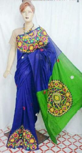 Plain Cotton Kutch Work Sarees, Feature : Anti-Wrinkle, Dry Cleaning, Easy Wash, Shrink-Resistant