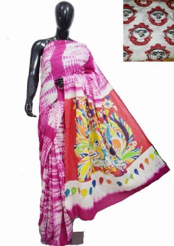 Shibori Mul Cotton Sarees, For Anti-Wrinkle, Dry Cleaning, Easy Wash, Shrink-Resistant, Technics : Embroidery Work