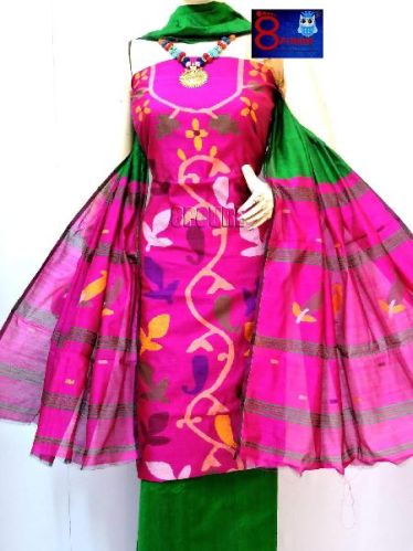 Unstitched Jamdani Silk Suits, For Making Textile Garments, Technics : Attractive Pattern