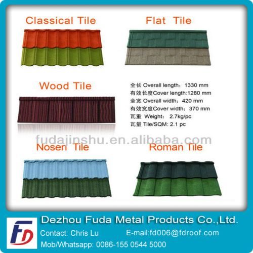 0.4mm Colorful Stone Coated Metal Roof Tile
