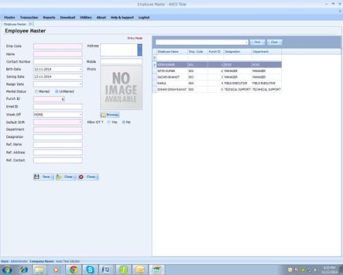 Axes Time Attendance Payroll Software