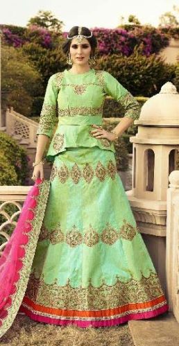 Shimmering Art Silk Kasab A - Line Lehenga Choli